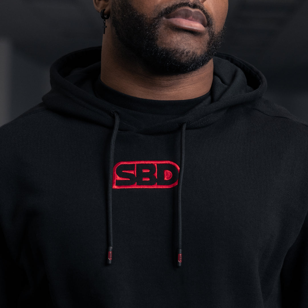 Sudadera negra brodada powerlifting marca SBD