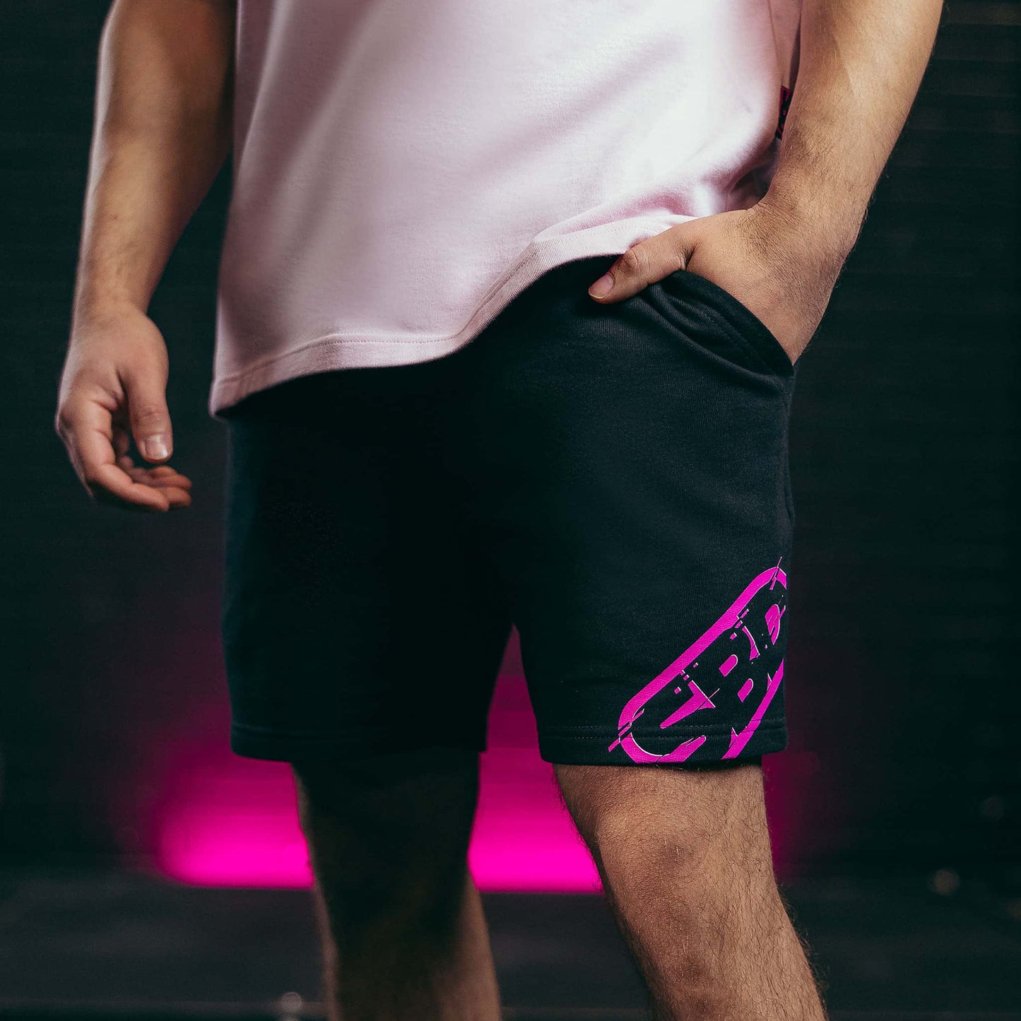 Shorts hombre SBD Nova negro con rosa
