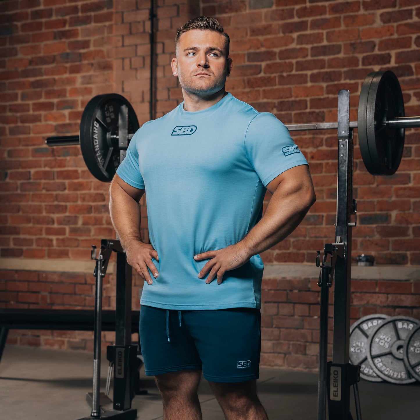 Playera SBD azul para powerlifting