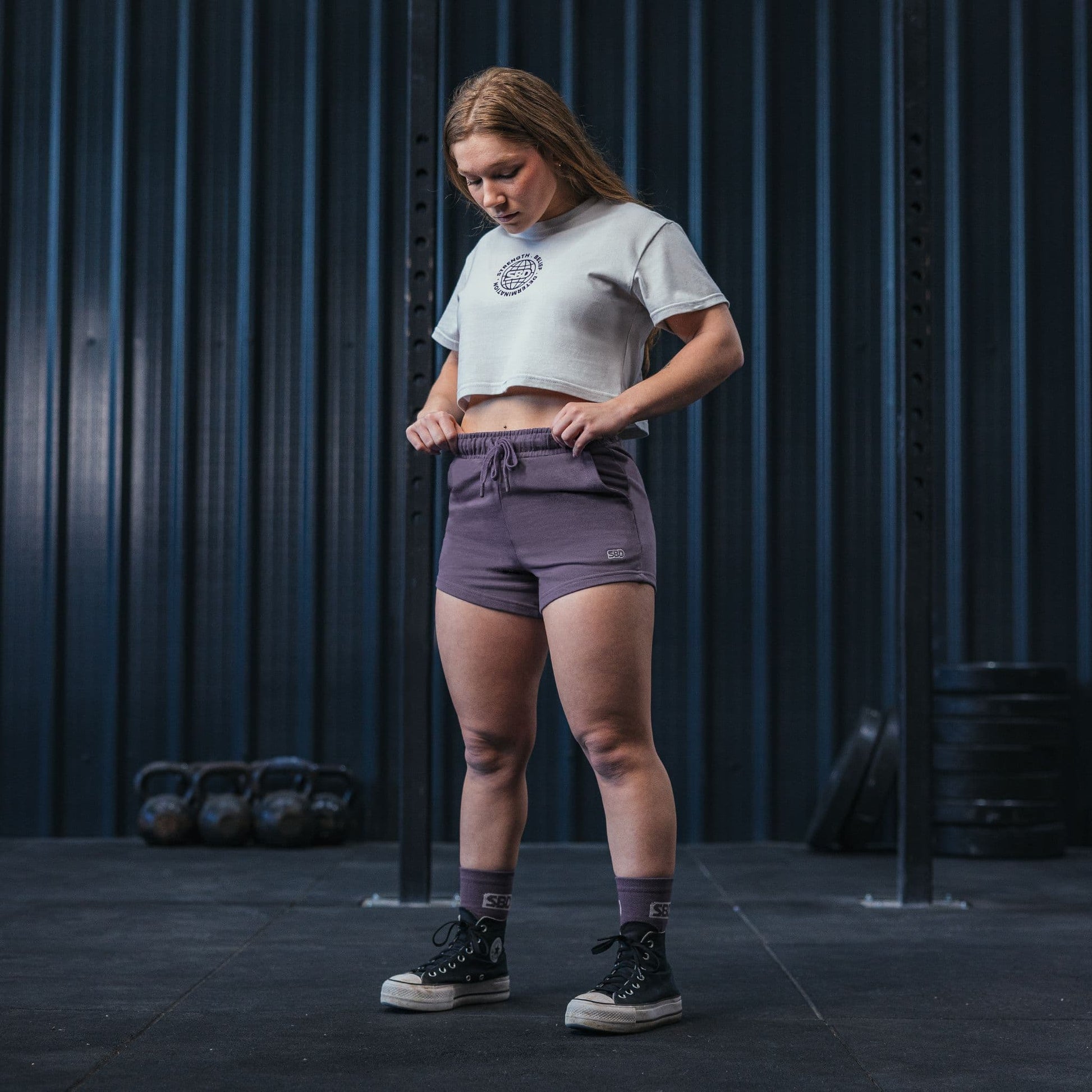 shorts SBD para gym color morado