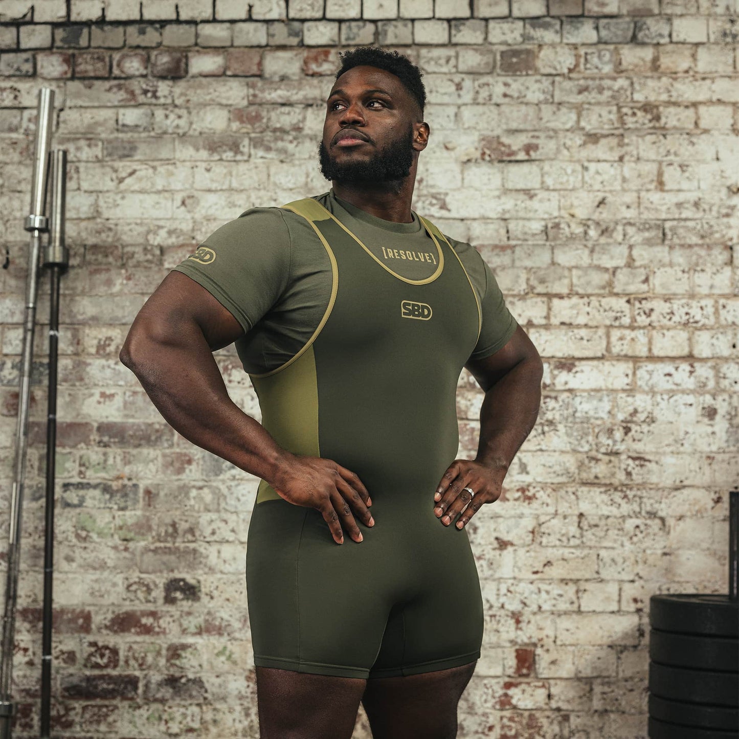 Singlet para powerlifting Resolve Verde militar hombre